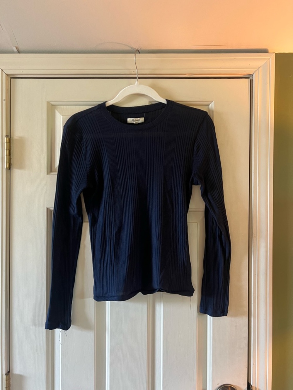 Madewell Navy Ribbed Crewneck Long Sleeve